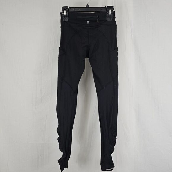 LULULEMON Speed Tight IV Black Ankle  Pocket Ruching Size 4 Activewear Athletica - Picture 6 of 8